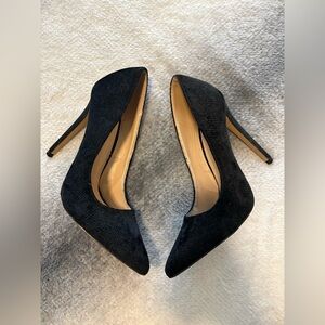 Shoe Republic LA Black Textured Velvet Pointed Toe Stiletto Pumps Shoes Heels 9